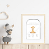 Personalised Animal Birth Announcement placed into a child's bedroom for decor