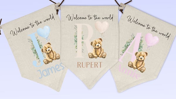 Alphabet  Teddy Bear Personliased Wall Hanging Decoration - Nursery - Present for New Born