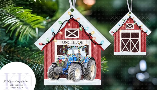 Christmas Tractor Personalised Decoration