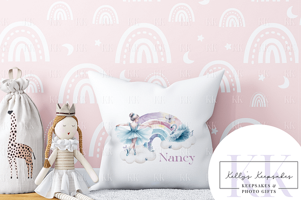 Ballerina Rainbow Personalised Velvet Cushion