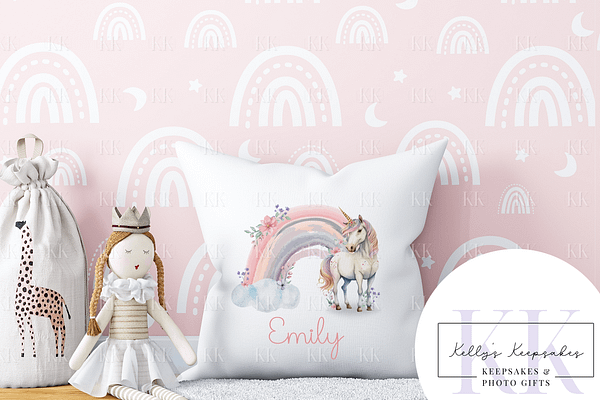 Unicorn Rainbow Personalised Velvet Cushion