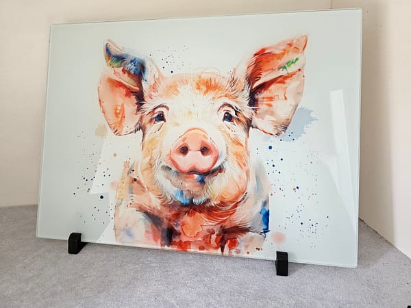 Glass Chopping Board Farm Animals - Worktop Saver