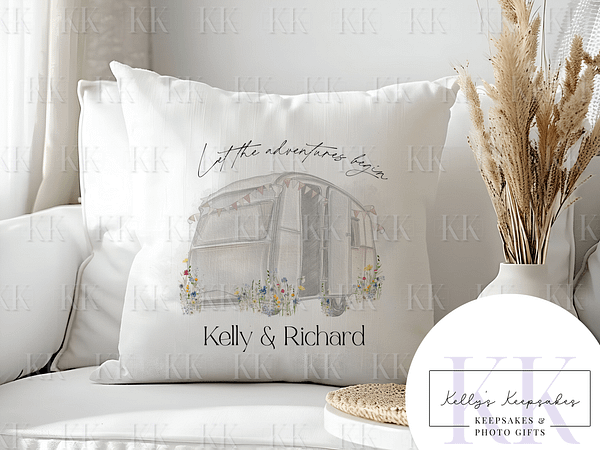 Wildflowers Caravan Personalised Pillow - For Them