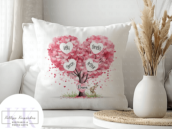 Personalised Bunny Family Tree Cushion – Rabbit Cushion – Mother Day – Gift For Her