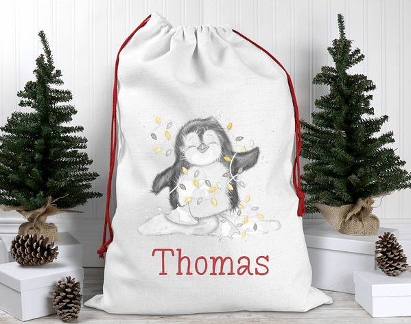 Personalised Penguin Christmas Sack - Santa Sack