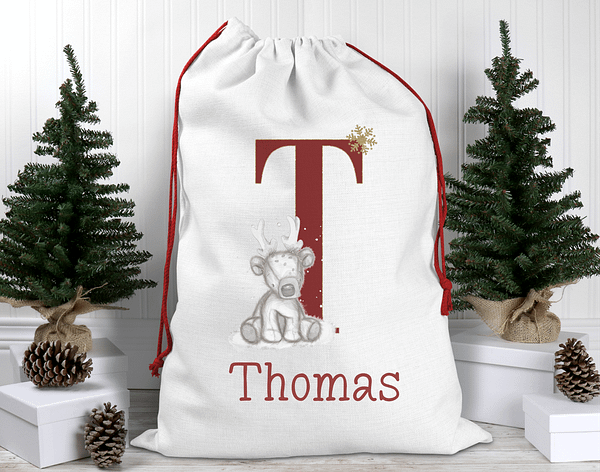 Personalised Sketchy Reindeer Christmas Sack - Santa Sack