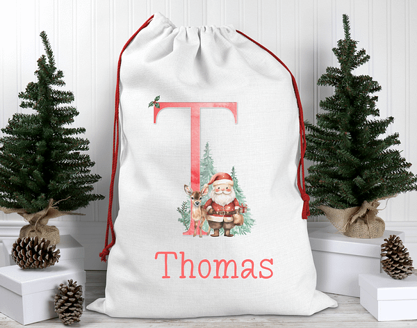 Personlised Santa and Reindeer Christmas Sack - Santa Sack