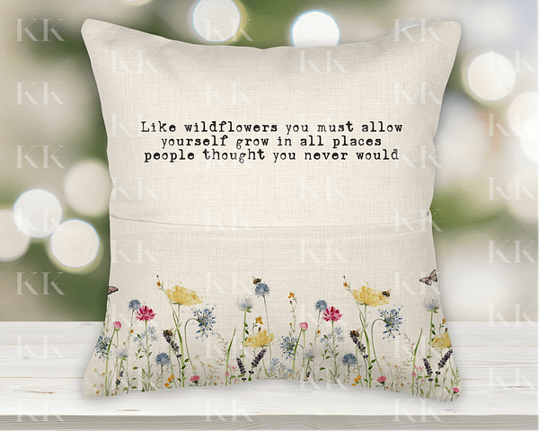 Wildflower Pocket Cushion - Personalised Cushion- Gift for him or her