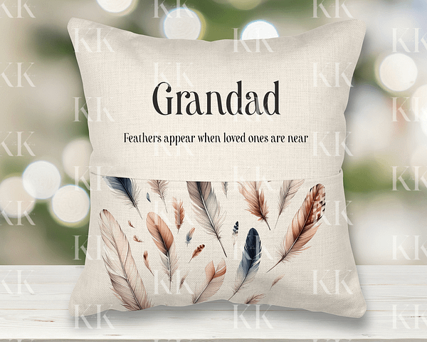 Feather Pocket Cushion - Personalised Memorial Cushion- Gift for him or her