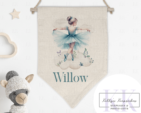 Blue Ballerina Personalised Bedroom Decoration - Kids Bedroom Decoration - Wall Art - Nursery Decor