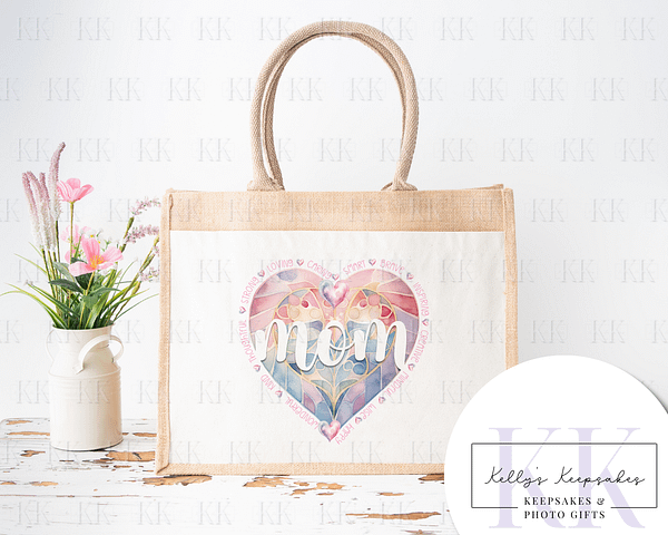 Mum Heart Large Jute Shopper - Shopping Bag - Gift For Her - Mother's Day