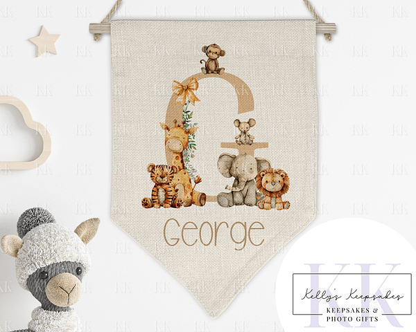 Safari Letter Personalised Bedroom Decoration - Kids Bedroom Decoration - Wall Art - Nursery Decor