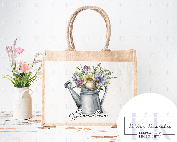 Springtime Sympthony Jute Shopper Bag - Mothers Day - Birthday Gift - For Her - Gardener