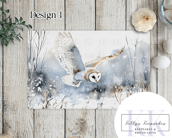 Barn Owl Glass Chopping Board – Worktop Saver – Kitchen Decor