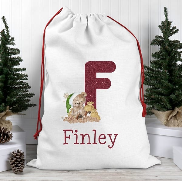 Personalised Letter Bear Elf Christmas Sack - Santa Sack