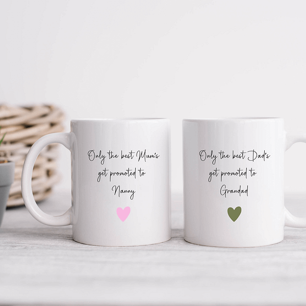 Promoted to Nanny/ Grandad - Personalised Mug for Grandma - Nan - Grandad