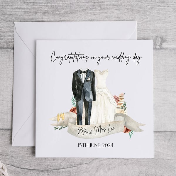 Boho Wedding Day Congratulations Card - Newly Wed - Just Married