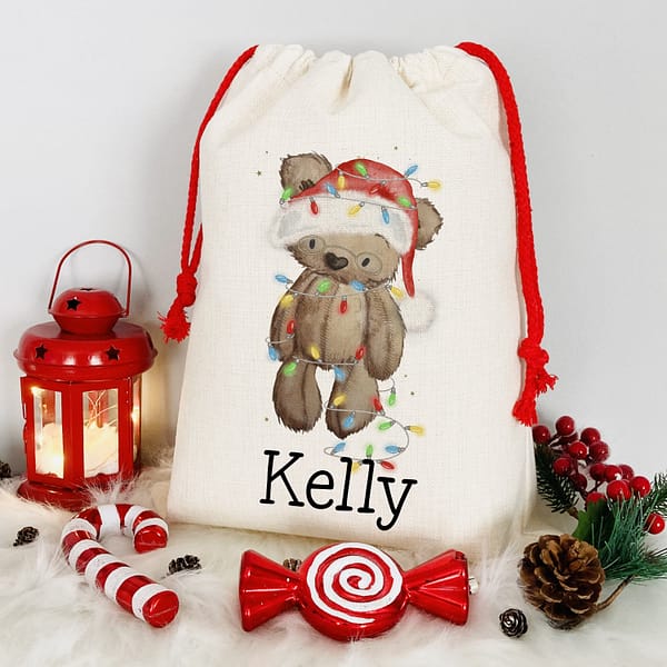 Personalised Christmas Bear Sack - Teddy Bear - Santa Sack