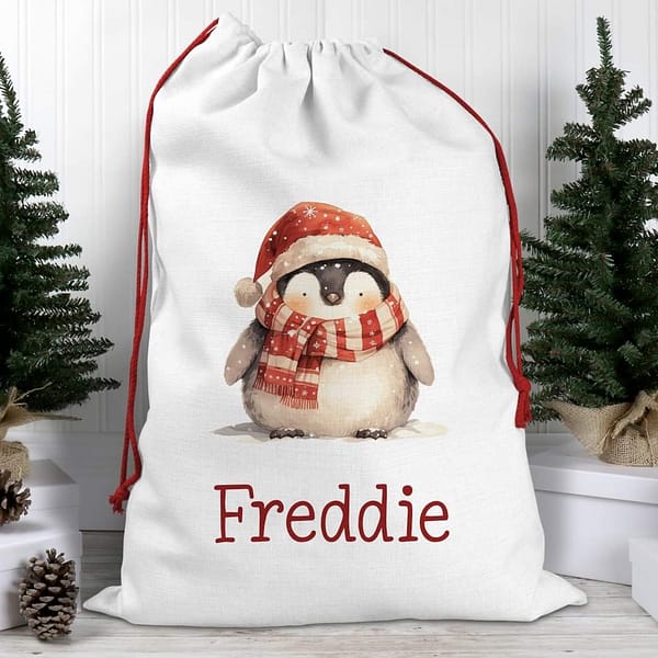 Personalised Penguin Christmas Sack - Santa Sack