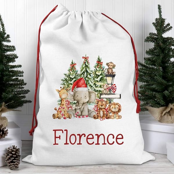 Personalised Safari Animal Christmas Sack - Animal Santa Sack