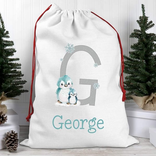 Personalised Alphabet Penguin Christmas Sack - Santa Sack